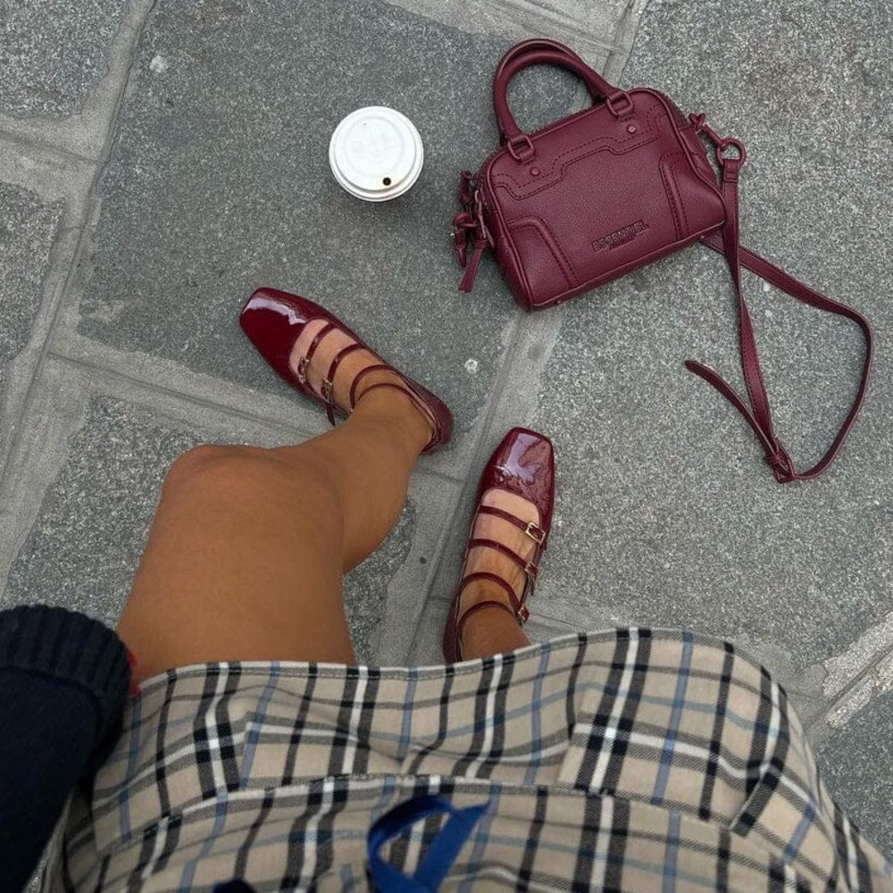 ALOHAS Burgundy Multi-Strap Flats - US 7 - Picture 2 of 14
